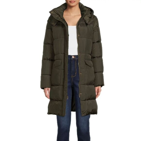 BCBG Paris SMALL Long Puffer Coat with Hood - Picture 2 of 5